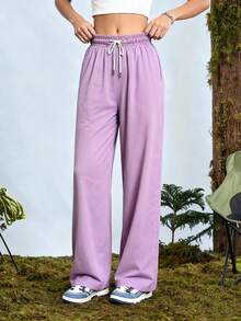 女装秋季新款舒适柔软休闲直筒裤，百搭又百搭 - 紫色 - 查看 6