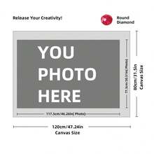 Kit di pittura a diamante personalizzata su misura per adulti, fai da te 5D, arte con punti a forma rotonda/quadrata, con foto, testo e disegno personalizzato, in varie dimensioni (20x25cm), decorazione personalizzata per la casa (Punti rotondi, 30x40cm), kit per adulti, decorazione con pittura a diamanti 5D