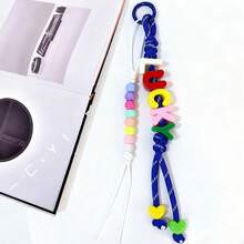 1pc Handmade Woven Keychain, Colorful Dopamine Beaded, Customizable Name, Christmas/Birthday/Personalized Gift