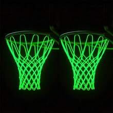 1-Piece Nightlight Basketball Net - Heavy-Duty Outdoor Nightlight Glowing Basketball Girdle Net Replacement - Nylon Net With Anti-Lash 12 Rings, Suitable For Pools, Beaches, Backyards - Sports Accessory, Gift Item