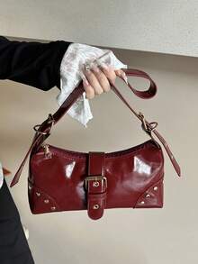 [US-Based Shipping]1pc Women's Retro Red Wasteland Soft Distressed Leather Leopard Print Motorcycle Bag With Rivets & Buckle Decor, Suitable For Work, Commute, Date, Party - Shoulder/Underarm Bag, Baguette Style, Y2k Bag, Gothic Punk Bag For Women, 2000s Fashion Style Bag For Women, Vintage Bag For Women, Halloween Purse Perfect For Fancy Party Halloween Fashion & Gothic Fashion,Women's Fall Clothing Winter Clothing Christmas Halloween Gift Pumpkin Skeleton Fall Spider Autumn Velvet Furry Party Fuzzy Plush,Women's Studded Y2k Purse Rivet Hobo Purse Punk Leather Shoulder Bag With Buckle,Bags Purses And Bags Women Tote Bag Bags For Women Tote Bags Beach Bag Crossbody Bags For Women Carteras Para Mujer Brown Purse Bolsos Para Mujer Wallet Tote Bags For Women Purses For Women Handbags For Women Mini Pink Purse Leopard Print Crossbody Bag - 酒紅色 - 查看 6