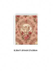 1幅无框丘比特墙面艺术印刷品，复古玫瑰小天使海报，浪漫天使艺术巴洛克风格家居装饰情人节帆布画，适用于卧室、客厅、宿舍装饰海报，趣味海报，房间装饰，卧室墙面印刷品，巴洛克天使艺术复古小天使海报，浪漫情人节装饰 - 彩色 - 查看 12