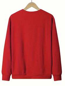 Women'S Oversized Cowboy Riding Horse Graphic Sweatshirt - Western-Themed Long Sleeve Pullover With Round Neck, Soft Warm Fabric For Fall Winter - 紅色 - 查看 2