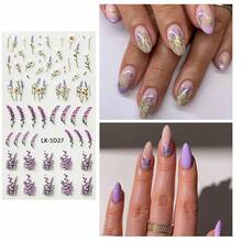 Nail Art Stickers Decals 5D Embossed Flower Nail Decals Self Adhesive Spring Summer Supplies 3D Lavender For Women Nails Design Decoration Purple Red Flower Nails Stickers{Inchcolor_nameinch:InchColorful-15inch} - 彩色-15 - 查看 6