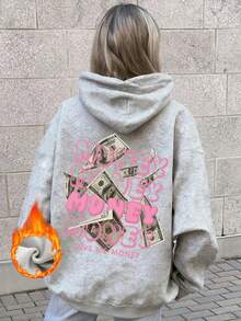 Women's Printed Hoodie Sweatshirt, Casual Loose Fit Versatile Top, Autumn/Winter