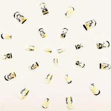 24pcs Short Square Matte Press-On Nails With Cute Panda & Floral Design – White Base, Black & Pink Accents, Golden Glitter, Perfect For Parties, Gifts, And Everyday Elegance - Nhiều màu - Xem 8