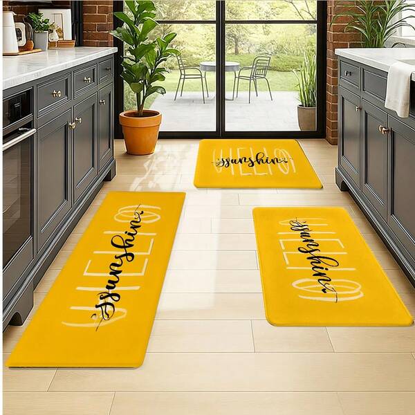 Deluxe Sunshine Greetings Yellow Diatom Mud Floor Mat - Bright, Durable, Quick-Drying, Non-Slip Bottom, Suitable For Indoor And Outdoor Use In High-Traffic Areas, Washable Happy Home
