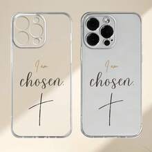 Funda de Teléfono Transparente con Patrón de Letras Impresa en UV para iPhone 11 12 13 14 Pro Max 15 16 XR X/XS 7 8 Plus SE Mini Cubierta Protectora para Smartphone Regalo de Cumpleaños Unisex Mejor Opción - Colores mixtos - Ver 4