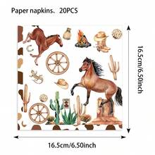 20 Guardanapos de Papel de Banho Cowboy Ocidental, Guardanapos de Cocktail Dobráveis, Guardanapos de Papel Descartáveis de Almoço e Jantar em Denim na Estrada - Multicolorido - Visão 8