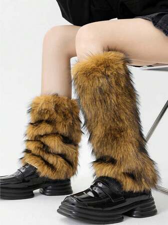 1 par de nuevos calcetines de imitación de piel de felpa para mujer, para otoño e invierno, cubrecalzas de media pierna cálidos y gruesos para chicas de la subcultura JK