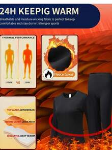 6-Piece Women's Thermal Underwear Set - Casual Daily Sports Set - Double-Layer Design, Thickened Close-Fitting Top And Compression Pants, Suitable For Use In The Cold Autumn And Winter - Black - View 3