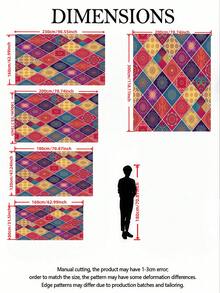 Bohemian Style Indoor Decorative Carpet, New Short Plush Pearl Velvet Material Indoor Carpet, Living Room Carpet, Sofa Carpet, Bedroom Carpet, Anti-Slip Bedside Rug, Dining Room & Kitchen Carpet, Office Chair Pad, Entryway Doormat, Outdoor Picnic Mat, Outdoor Camping Blanket - Multicolor1 - View 2