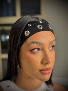 Women's Hairband With Mix Of Eyelets - 黑色 - 查看 2