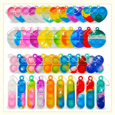 8/16/32/40PCS Pop Fidget Keychain, Stress Relief Gift Set - Mini Bubble Push Sensory Fun - Suitable For Birthday Party, Rewards And Gift Bags, Filler For Gift Boxes,Stress Relief Gifts, Sensory Pressure Tools, Party Supplies, Office Desk Stress Relief Gifts,Gifts For Family,Room Decorations, Personal Decorations