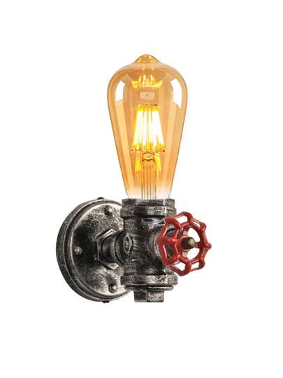 Alpinaluz Steampunk "Robinet" Industrial Wand Sconce Pipe, E27, Rustic Goud Finish, Retro Verlichting Bedroom Living Room view 2