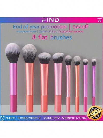 Set de 8 brochas de maquillaje suaves, adecuado para rubor, polvo suelto, sombra de ojos, corrector, contorno, iluminador y herramienta de belleza portátil