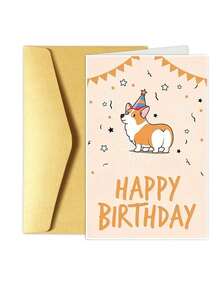 1/2/5/10 张可爱的柯基犬生日贺卡，非常适合爱狗人士发送给家人、朋友和同事 - 生日快乐卡 - 彩色 - 查看 12