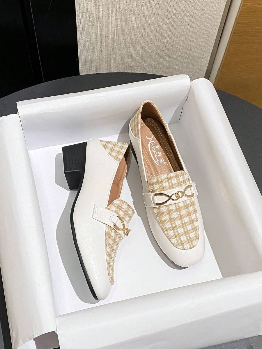 Mengshangli Women's Solid Color Preppy Style Metal Chunky High Heel Pumps For Office, Wedding, Outdoor, All Seasons - Multicolor - View 1