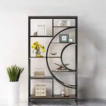 LITTLE TREE Industrielles Bücherregal Etagere Bücherregal rustikal 8 Ebenen Bücherregale mit Metallrahmen hoch freistehend offenes Lagerregal für Heimbüro Wohnzimmer