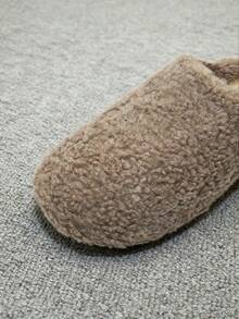 Women's Thick-Soled Solid Color Fur Slippers, Warm And Anti-Skid Indoor Slippers, Fashionable Women's Home Slippers, Suitable Autumn And Winter Wear. - Coffee - View 6