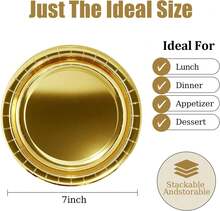 50pcs  Paper Plates Gold, Gold Camping Plates Birthday Party Tableware Supplies Durable Party Plate For Parties, Dinner, Holiday, Picnic,Birthday Parties, Dinner Table, Wedding,25837419 - 金色 - 查看 2