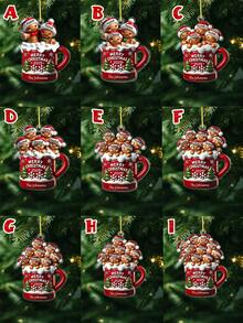 Ornamento personalizzato con nome di famiglia, decorazione per tazza di pan di zenzero personalizzata, decorazione natalizia 2025 per appendere all'albero di Natale, regalo ricordo per la casa, ornamento personalizzato per 2-10 nomi, decorazione natalizia di , regalo collezionabile invernale per genitori, amici, coppie, idea regalo per la casa, calza della Befana