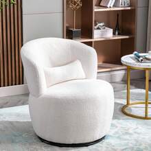 White Plush Swivel Chair With Lumbar Cushion - Load Capacity Kg With Swivel Metal Base - 1 - View 8