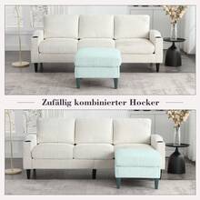 Elegantes Sofa mit Hocker & Stauraum – 4-Sitzer mit bequemen Armlehnen, Getränkehalter, Seitentaschen & robusten Kunststofffüßen, Samtbezug für hautfreundlichen Komfort