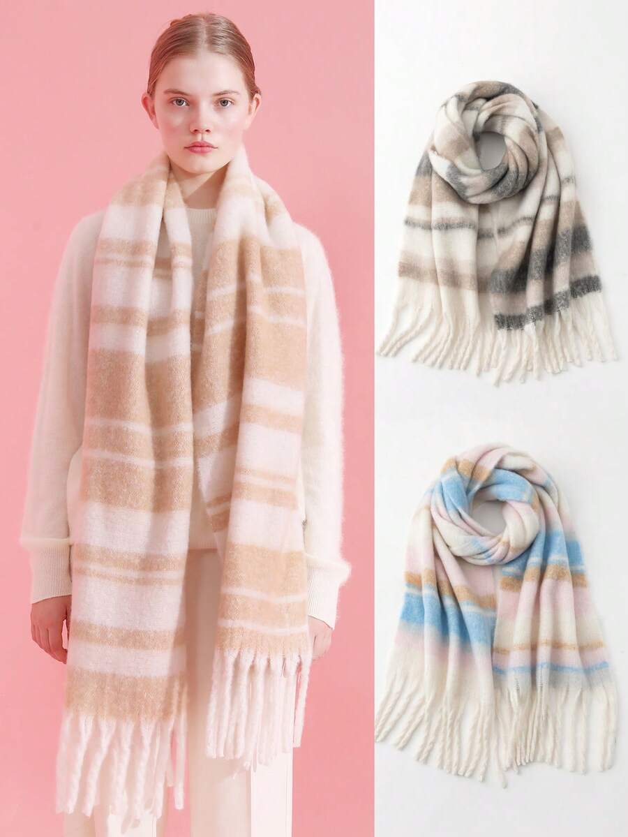 1pc Fluffy Maillard Fashionable Cozy Scarf, Warm And Windproof, Suitable For Daily, Commuting, Outdoor, Home, Travel, Gifting, Versatile Women Accessory, Autumn/Winter