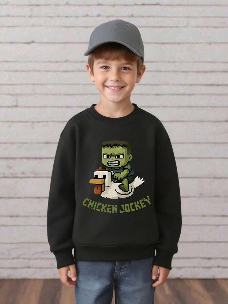 ملابس علوية رقبة دائرية فضفاضة متعددة الاستخدامات بنمط أنمي مصممة للأولاد المراهقين، ملابس علوية رقبة دائرية لمناسبة عيد الهالوين