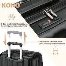 Cabin Luggage Carry On Suitcase 19 24 28 Inch ABS Hardshell TSA Lock 360 Spinner Wheels Lightweight 3 Piece Set Hand Check In Travel Unisex Sizes - Black - View 5