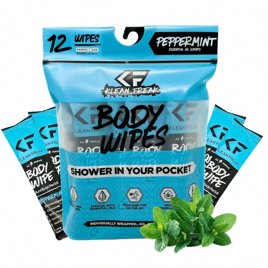 Body 12-Count Wipes - Original  Wipes, Individually Wrapped For The Gym, Workout, Hiking, Travel, And Sport (Peppermint),25837638 - màu đen - Xem 1