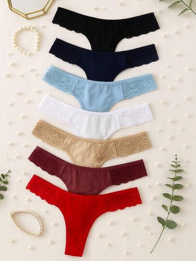 Kit 10 Calcinha Fio Dental de Renda Cores Sortidas Confortável e Sensual para o Dia a Dia Lingerie Moda Intima