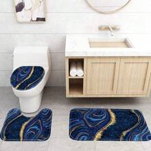 4 Pcs Blue Marble Shower Curtain Sets With Rugs Gold Bathroom Sets With Shower Curtain And Rugs Modern Abstract Bathroom Decor Accessories Shower Curtains For Bathroom Toilet Lid Cover{Inchcolor_nameinch:InchBlueGoldinch} - BlueGold - 查看 6