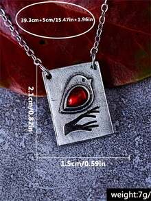 1 pieza Collar colgante rectangular con diseño de pájaro vintage y gemas falsas incrustadas, adecuado para uso casual, vacaciones, fiestas, como regalo de joyería personalizada para mujeres