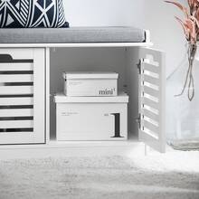 SoBuy Shoe Bench With Seat, Wardrobe Bench, Bench With Storage Space, Hall Bench, Shoe Chest, Chest Of Drawers, Shoe Rack With Seat, Narrow Bench, W X H X D Approx. 71 X 43 X 35 Cm FSR23-II - White - View 3