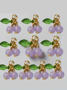 10 pezzi di ciondoli a forma di ciliegie rosse, piccoli e carini, perline di vetro a forma di frutta, ciondoli in acrilico con perline, con anello per orecchini, bracciali, collane, creazione di gioielli e artigianato fai-da-te