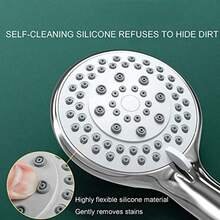 5-Mode Handheld Shower Head With Power Wash - Silver - View 8