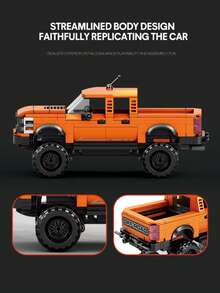Reobrix 423PCS Pick-Up Truck Building Blocks Set, DIY Building Block, Adult Collectible Model Car Kit, Decor, ABS Material, SuperCar Themed, Movie-Inspired Decor, Suitable For Valentines Day, Christmas, Halloween And Birthday Gift - 亮橙色 - 查看 5