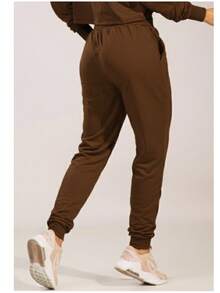 Vekyo Women's Jogger Sweatpants With Elastic Waistband And Pockets - Casual - Rust Brown - View 3