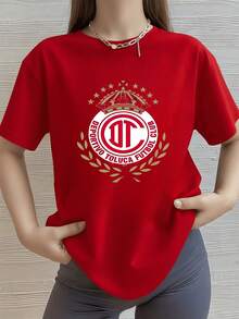 Escudo con corona y estrellas que simboliza orgullo deportivo pasión y unión del equipo Deportivo Toluca camialgodón 100% transpirable informal diario - Negro - Ver 9