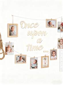 Un conjunto de decoraciones para el cuarto del bebé, letreros de madera en inglés con la frase "Érase una vez" para el dormitorio, la sala de estar y la decoración suave del hogar