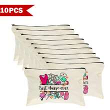 1 Peça / 5 Peças / 10 Peças Bolsa de Lona com Tema de Enfermeira, Bolsa com Zíper, Bolsa de Kit de Sobrevivência, Bolsa Medicinal, Impressão de Padrão de Letra/Flor/Onça/Coração/Arco-íris, Bolsa Divertida para Maquiagem, Bolsa de Toucador Portátil para Viagem, Organizador de Maquiagem, Bolsa Cosmética, Bolsa de Higiene, Coleção de Banheiro, Coleção de Quarto, Grande Capacidade