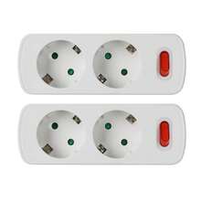 CILIA 1/2 Packs European Standard 2 Socket, With Switch, Overload Protection, Portable, Black And White, Suitable For Home And Office Use - EU E Type Plug(220-240V) - View 12