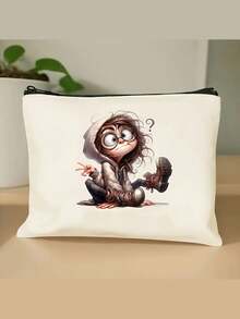 1 قطعة حقيبة مكياج شخصية أحادية الجانب بتصميم فتاة رجعي وجميل - تعمل كحقيبة أدوات تجميل وحامل أقلام، مما يجعلها هدية مثالية للسيدات والأمهات والبنات والصديقات المقربات. ضرورية للتخرج والزفاف وأيام قوس ، هذه الحقيبة مصنوعة من قماش متين (مناسبة للسفر والاستخدام اليومي) وتتميز بأسلوب جميل وطابع شخصي ورسومات ممتعة وبنية قوية، هدايا عيد الميلاد، حقيبة صغيرة، حقيبة يد صغيرة، منظم مكياج، حقيبة، حامل فرش، حقيبة صغيرة، حقيبة سعة كبيرة