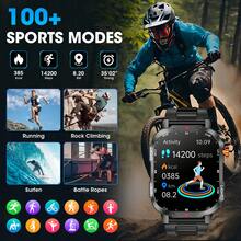 1 100 mAh Batterie Montre connectée homme 2,01 pouces avec appel Bluetooth 100+ modes multisports Suivi du sommeil et du podomètre Montre connectée homme avec éclairage LED/marche en extérieur/prévisions météorologiques/recherche de téléphone Montre connectée homme femme pour iPhone Android - Noir - Voir 5