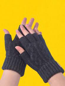 4/1 Pair Of Half-Finger Sports Gloves, Cute Fingerless Wool Plush Warm Writing Gloves For Boys And Girls In Autumn And Winter, Outdoor Warm Gloves (Suitable For 8-16 Years Old)