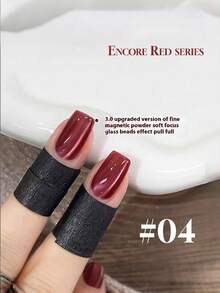 Miss Comoy 15ML 宝石牛血红猫眼指甲油，2026秋冬新品持久白色新年水晶闪粉猫眼凝胶指甲油（红色） - 彩色 - 查看 5