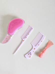 4件/2件/1件高品质按摩梳套装，透明魔法顺发刷，可爱卡通塑料液体闪光儿童发刷 - 彩色 - 查看 12