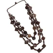 SEWACC Bohemian Shell Necklace Wood Beads Chunky Layered Necklace Handmade Long Beaded Necklace For Women - Màu nâu - Xem 7